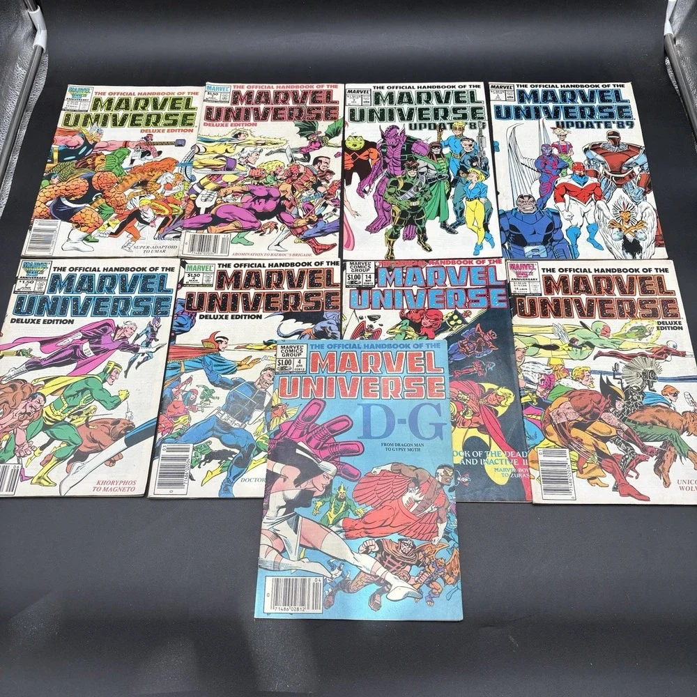 Marvel Universe Deluxe Edition Handbook Lot 9 Issues Update '89 D-G Vintage